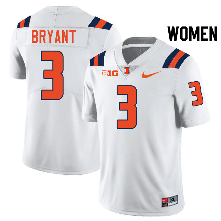 Women #3 Alec Bryant Illinois Fighting Illini College Football Jerseys Stitched-White